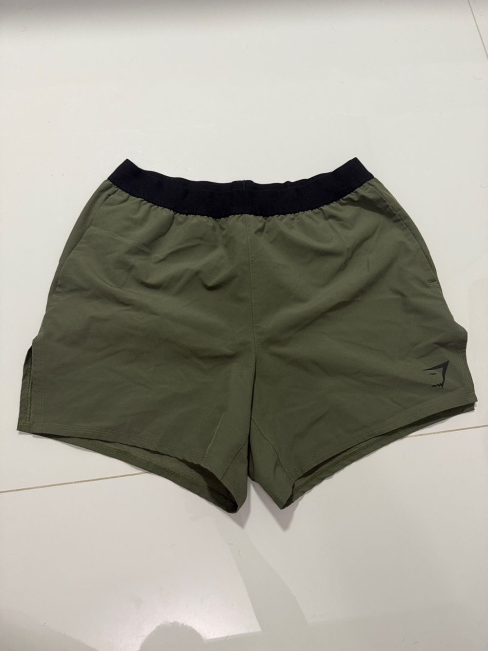 Gymshark Olive Green Athletic Shorts with Black Waistband